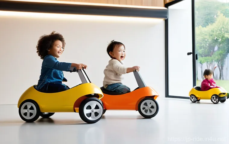 승용완구 수입 제품 정보 - **Prompt 1: Informed Choice for Safe Play**
    A brightly lit, modern Japanese living room with cle...